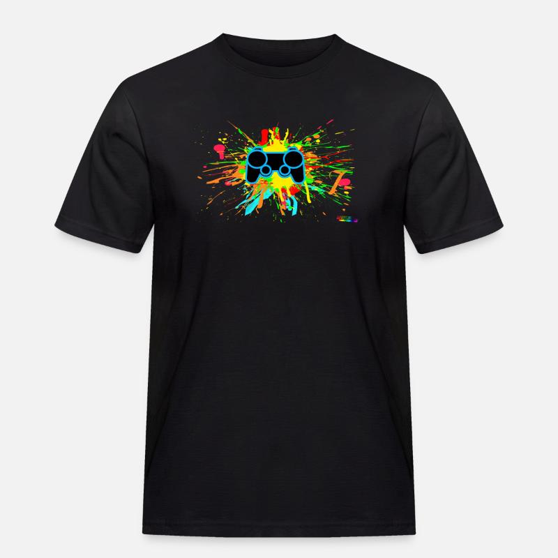 Graffiti-Controller Splatter - Männer Workwear T-Shirt - Schwarz