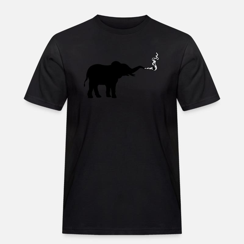 Kiffender Elefant Joint Weed - Männer Workwear T-Shirt - Schwarz