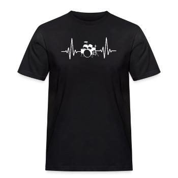 Herzschlag für Drummers Percussionist - Männer Workwear T-Shirt - Schwarz - Vorne - AI Model Male 178 light (178cm)