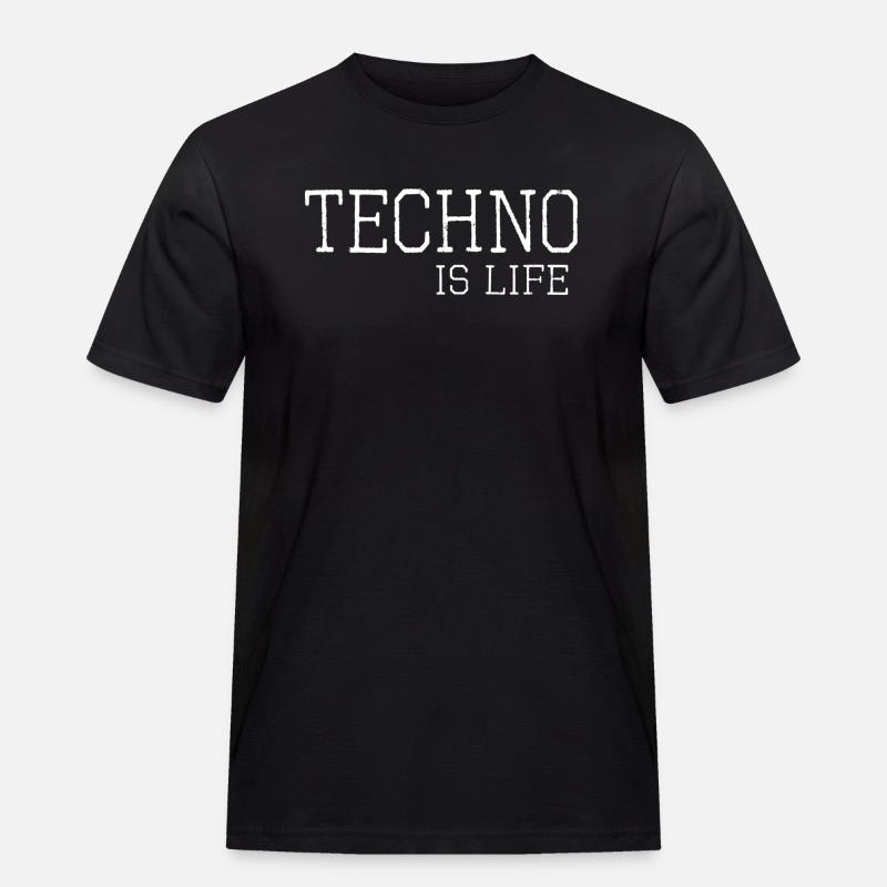 Techno ist Leben - Männer Workwear T-Shirt - Schwarz
