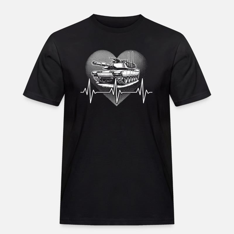 Herzschlag Panzer - Männer Workwear T-Shirt - Schwarz