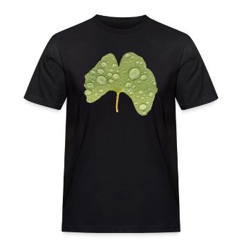 Ginkgo Blatt Wassertropfen Ginkgoblatt Foto - Männer Workwear T-Shirt - Schwarz - Vorne - AI Model Male 178 light (178cm)
