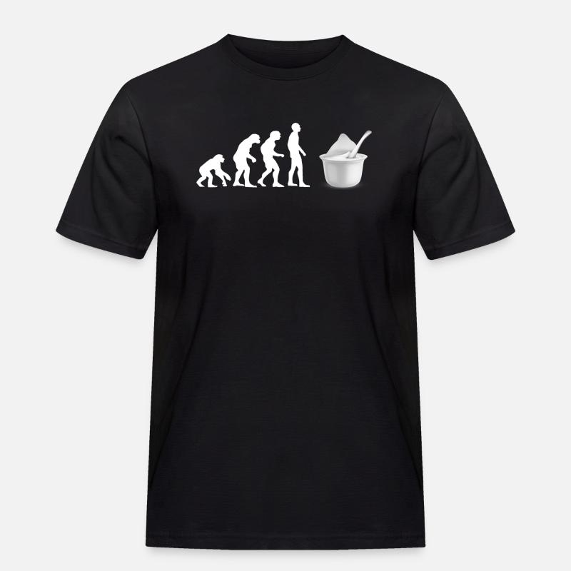 Joghurt Evolution - Männer Workwear T-Shirt - Schwarz