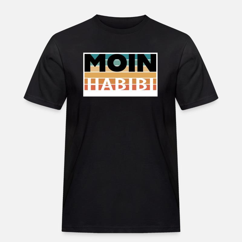 Moin Habibi - Männer Workwear T-Shirt - Schwarz