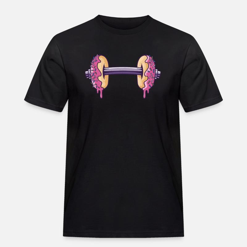 Workout mit Donuts Hantel - Männer Workwear T-Shirt - Schwarz