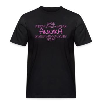 First name Annika - Men's Workwear T-Shirt - black - Front - AI Model Male 178 light (178cm)