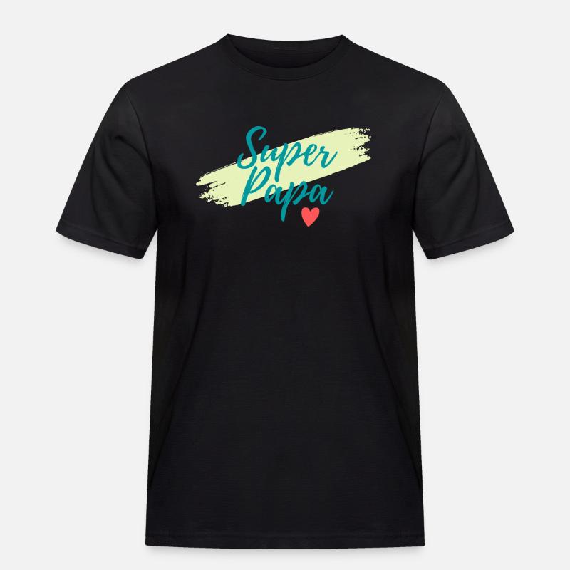 Super-Papa - Männer Workwear T-Shirt - Schwarz