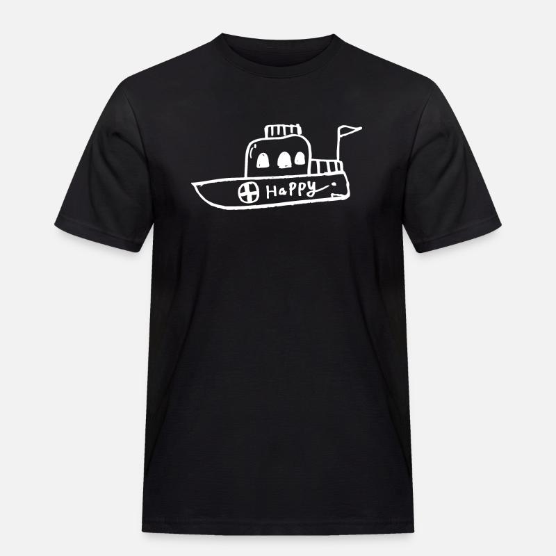 Boot Glücklich - Männer Workwear T-Shirt - Schwarz