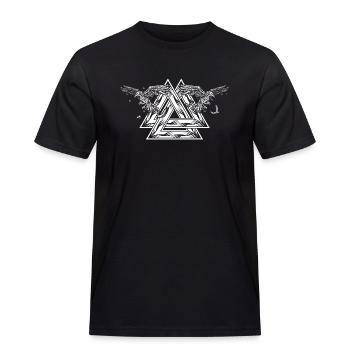 Valknut - Hugin & Munin - Männer Workwear T-Shirt - Schwarz - Vorne - AI Model Male 178 light (178cm)
