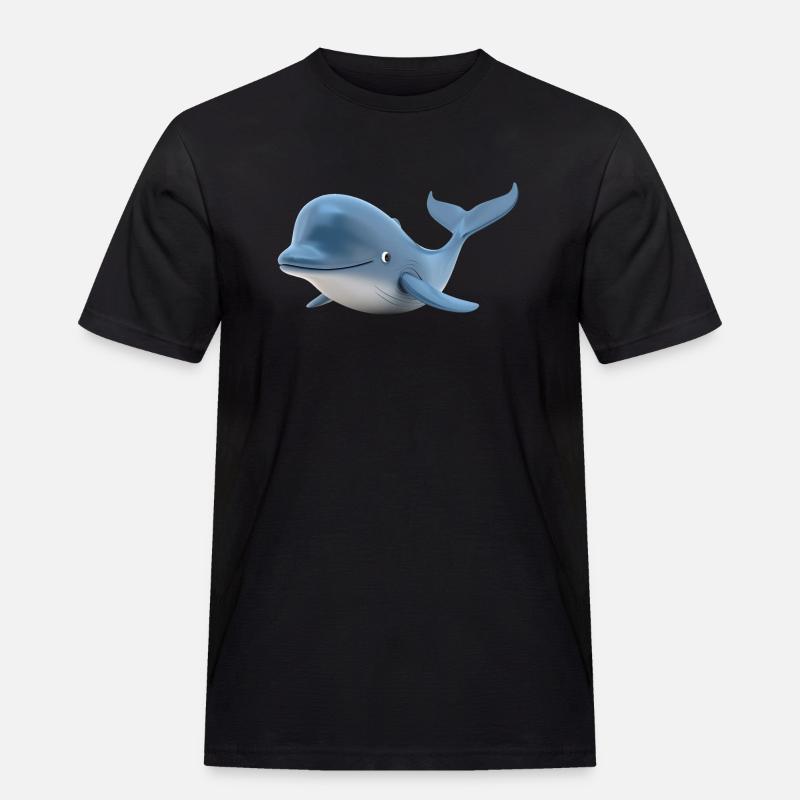 Willibald der freundliche Wal - Männer Workwear T-Shirt - Schwarz