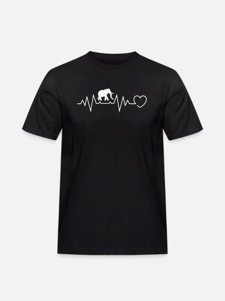 Elephant Heartbeat ECG Line Elephant - Men's Workwear T-Shirt - black