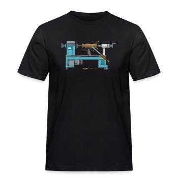 Tour à bois tournante - T-shirt Workwear homme - noir - Devant - AI Model Male 178 light (178cm)