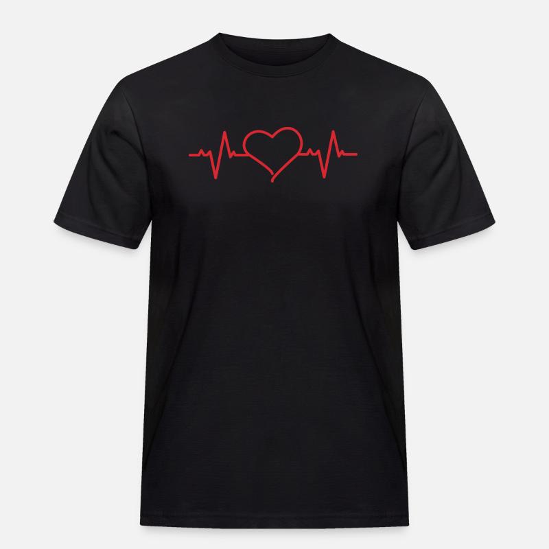 Herz mit Herzfrequenz - Männer Workwear T-Shirt - Schwarz