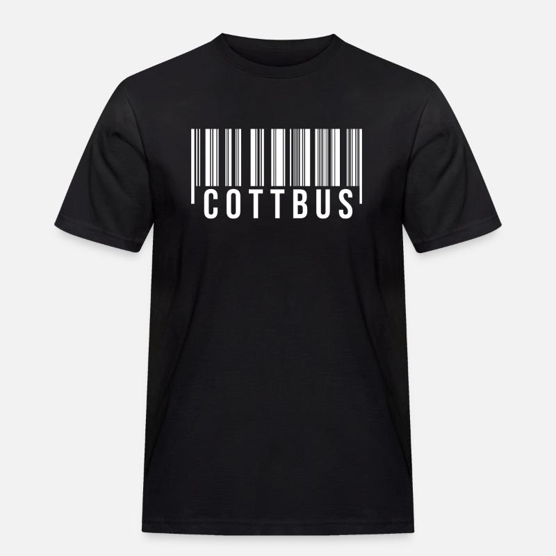 Cottbus Strichcode - Männer Workwear T-Shirt - Schwarz