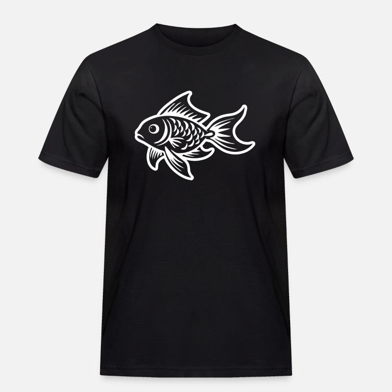 Fisch - Männer Workwear T-Shirt - Schwarz