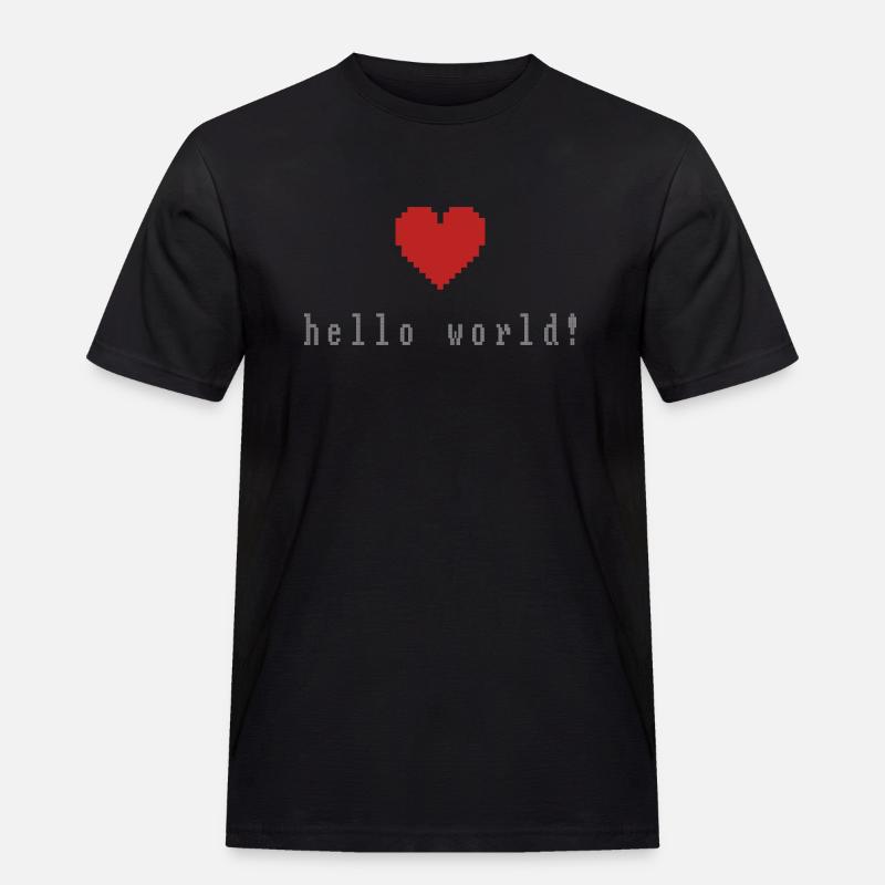 Hello World! - Männer Workwear T-Shirt - Schwarz