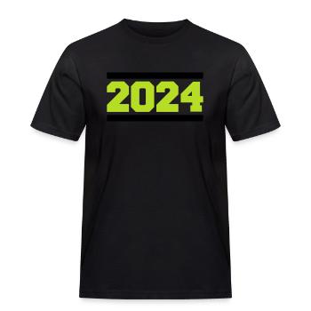 2024 - Men's Workwear T-Shirt - black - Front - AI Model Male 178 light (178cm)