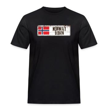 Bergen Norwegen Flagge - Männer Workwear T-Shirt - Schwarz - Vorne - AI Model Male 178 light (178cm)