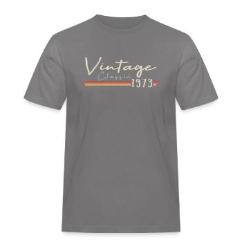Vintage Original since 1973 Birthday Retro 1973 - Men's Workwear T-Shirt - grey - Front - AI Model Male 185 dark (185cm)