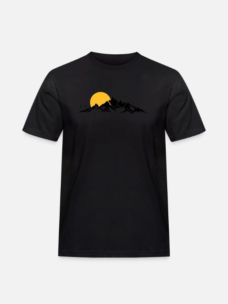 Landschaft - Berge Sonne - Männer Workwear T-Shirt - Schwarz