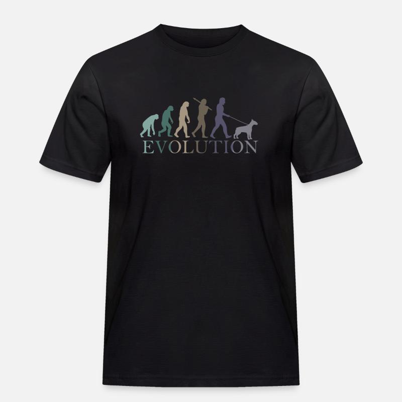 DIE EVOLUTION DES BULLTERRIERS - Männer Workwear T-Shirt - Schwarz