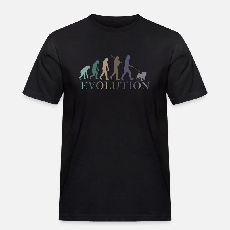 DIE EVOLUTION DES MOPSES - Männer Workwear T-Shirt - Schwarz