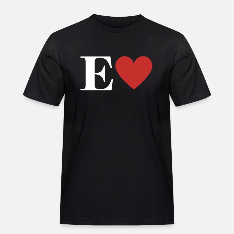 Buchstabe e rotes Herz - Männer Workwear T-Shirt - Schwarz