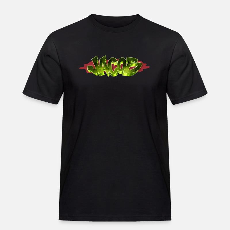 Jacob Graffiti Name - Männer Workwear T-Shirt - Schwarz
