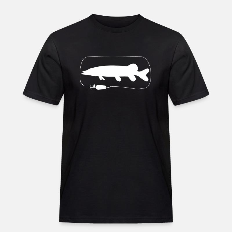Hecht mit Löffelblinker - Männer Workwear T-Shirt - Schwarz
