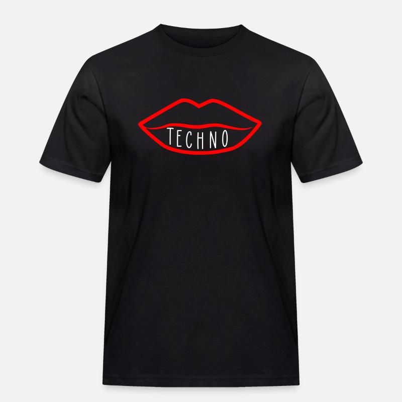 Techno-Musik-Lippe - Männer Workwear T-Shirt - Schwarz