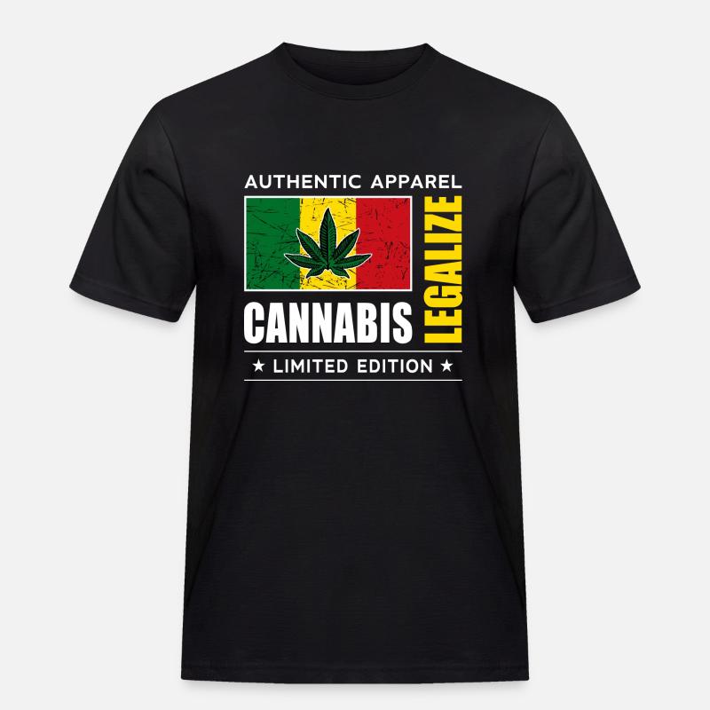 Cannabis - Männer Workwear T-Shirt - Schwarz
