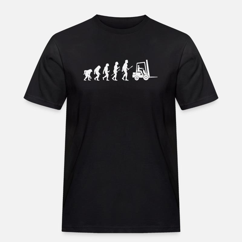 Gabelstapler-Evolution - Männer Workwear T-Shirt - Schwarz