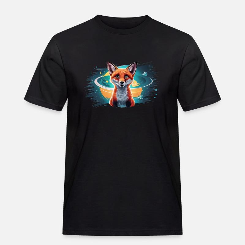 Fuchs - Illustration - Männer Workwear T-Shirt - Schwarz