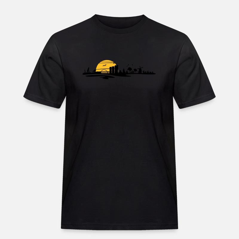 Skyline - Küste Fehmarn - Männer Workwear T-Shirt - Schwarz
