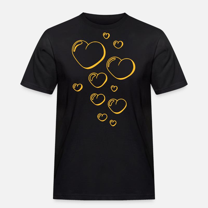 Seifenblasen Herzen - Männer Workwear T-Shirt - Schwarz