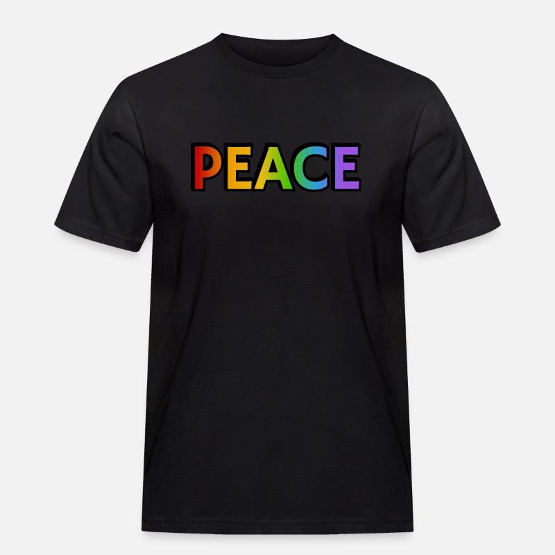 Friedens-Regenbogen - Männer Workwear T-Shirt - Schwarz