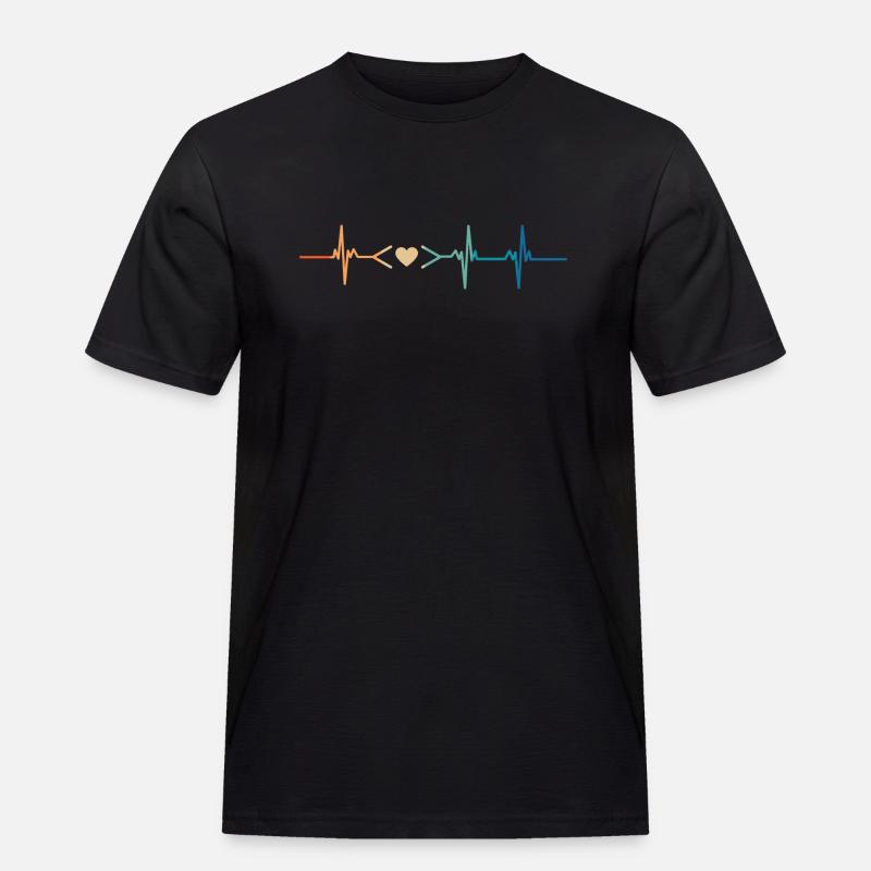 Heartbeat Coding Liebe - Männer Workwear T-Shirt - Schwarz