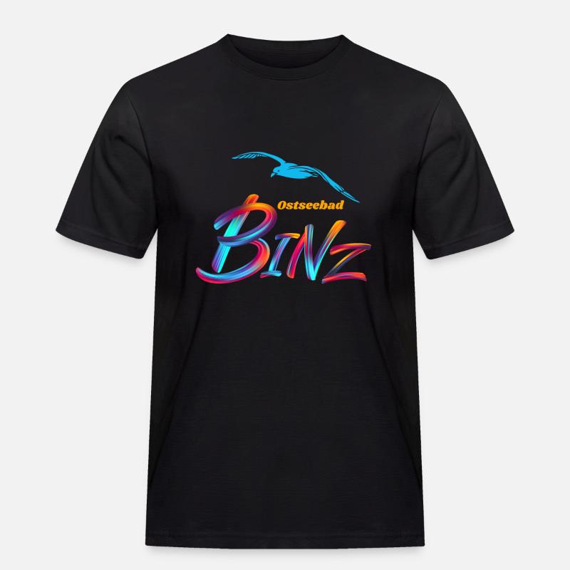 Binz-Ostseebad-Möwe - Männer Workwear T-Shirt - Schwarz