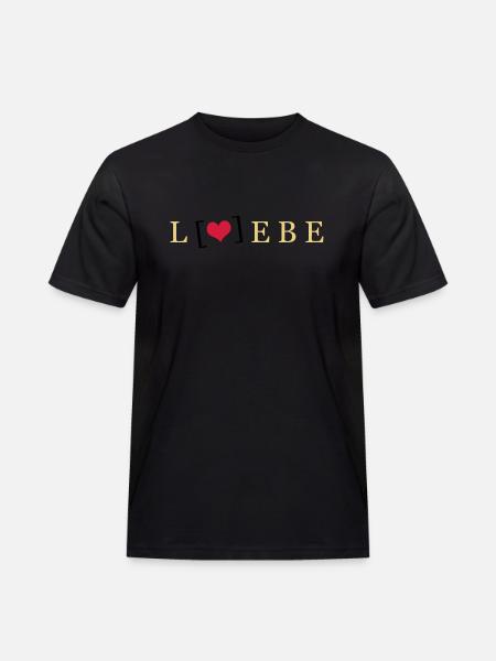Liebe / Lebe - Männer Workwear T-Shirt - Schwarz