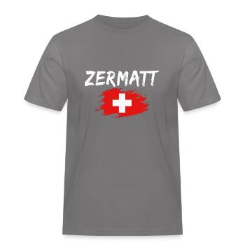 Zermatt Suisse Drapeau - T-shirt Workwear homme - gris - Devant - AI Model Male 185 dark (185cm)