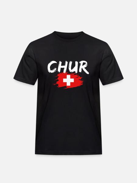 Chur Switzerland Flag - Men's Workwear T-Shirt - black