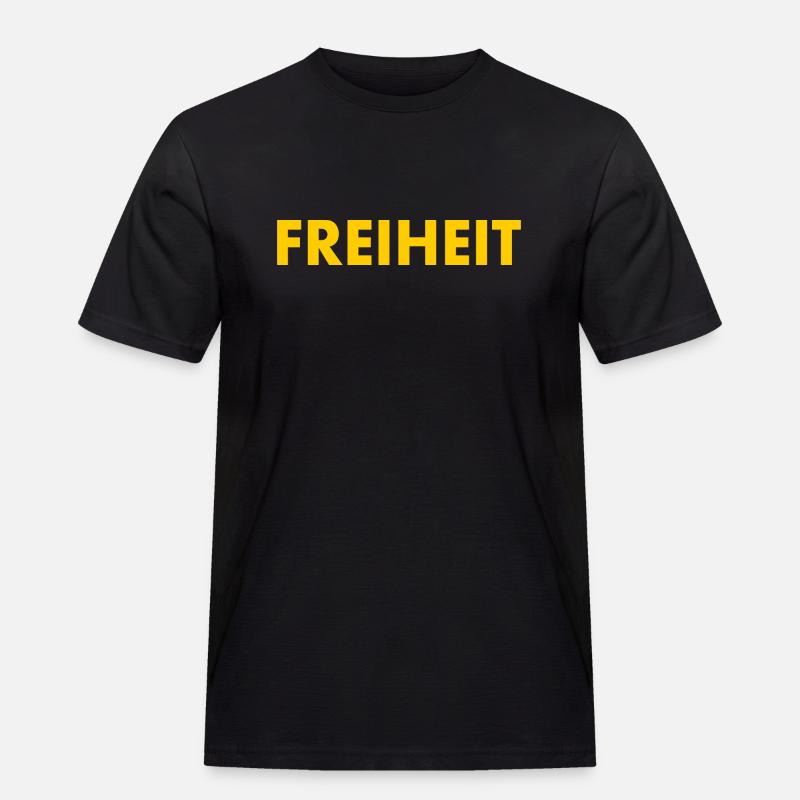 freiheit - Männer Workwear T-Shirt - Schwarz