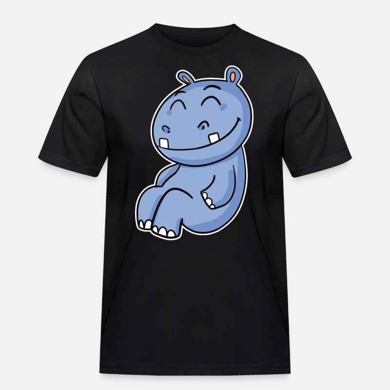 Nilpferd Flusspferd - Männer Workwear T-Shirt - Schwarz