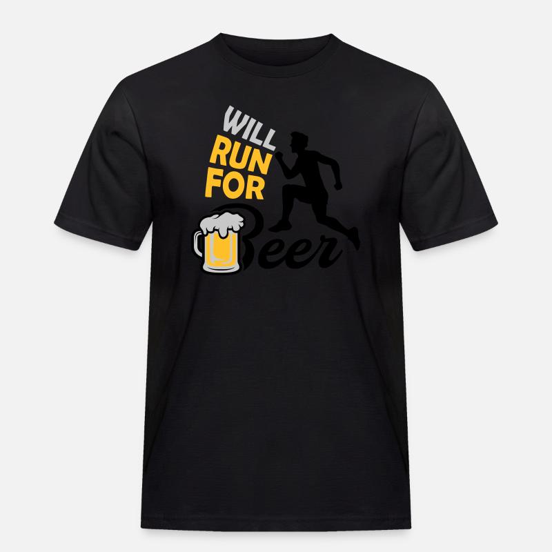 Run for Beer - Männer Workwear T-Shirt - Schwarz