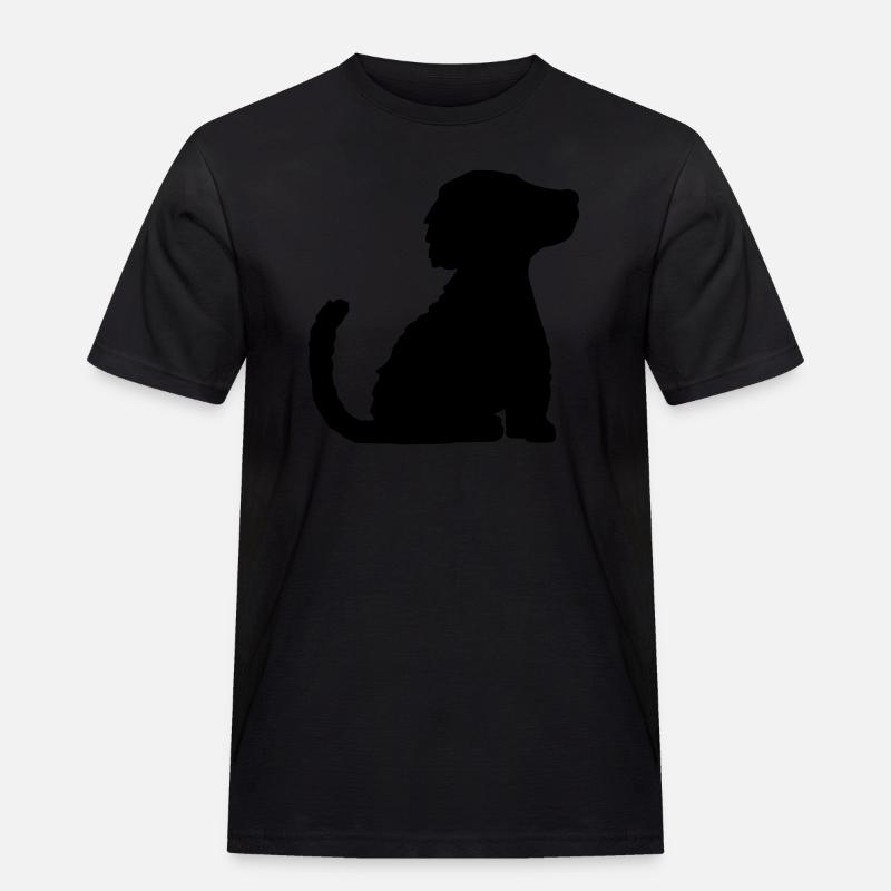 Silhouette braver sitzender Hund - Männer Workwear T-Shirt - Schwarz