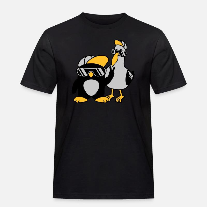 Möwe Pinguin 2 Freunde - Männer Workwear T-Shirt - Schwarz