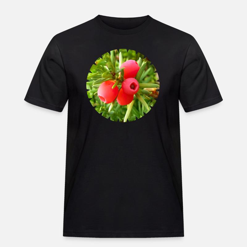 Die Eibe, ein heimischer Nadelbaum - Männer Workwear T-Shirt - Schwarz