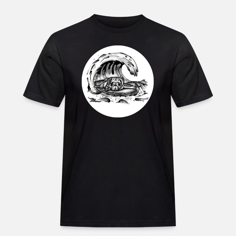 Mops Welle - Männer Workwear T-Shirt - Schwarz