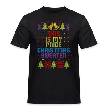 This Is My Pride Christmas Sweater Ugly Christmas - Men's Workwear T-Shirt - black - Front - AI Model Male 178 light (178cm)