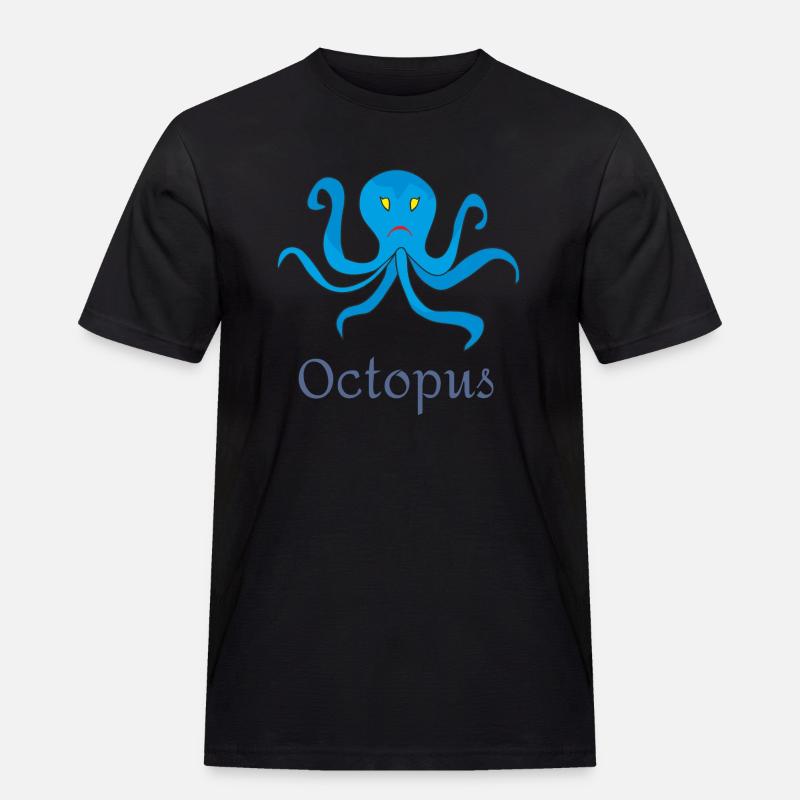 Oktopus - Männer Workwear T-Shirt - Schwarz